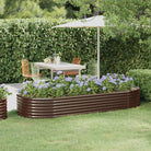 Verhoogde plantenbak van gepoedercoat staal voor tuin en balkon - Bruin / 249 x 100 x 36 cm / 1 - Bloempotten &