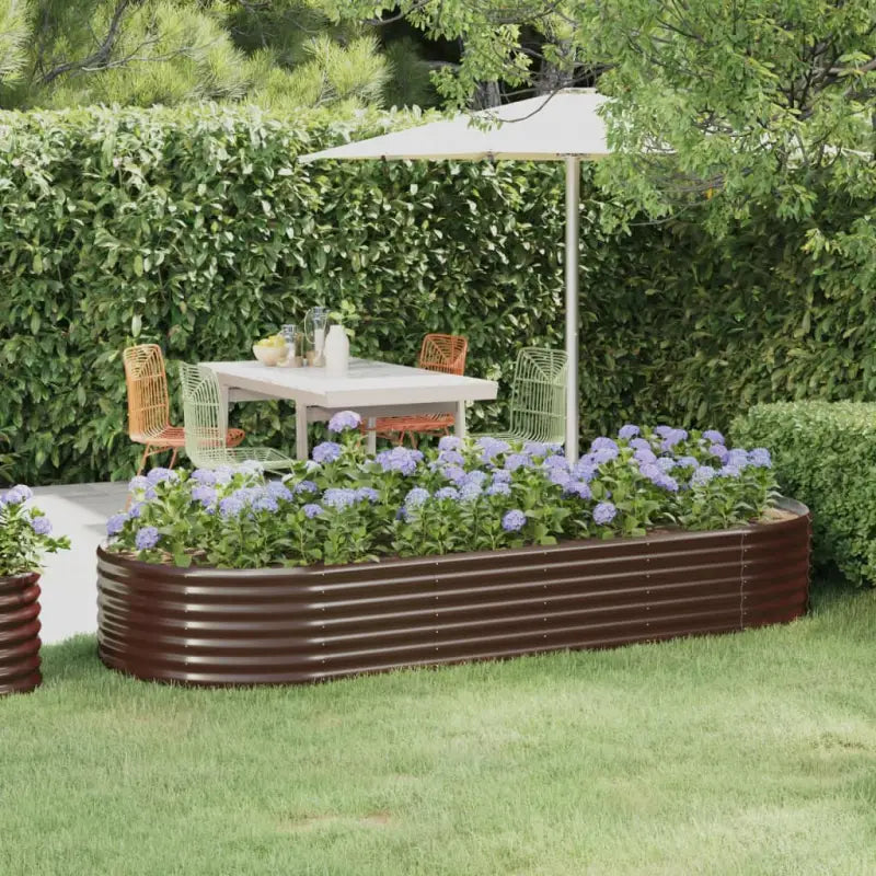 Verhoogde plantenbak van gepoedercoat staal voor tuin en balkon - Bruin / 249 x 100 x 36 cm / 1 - Bloempotten &