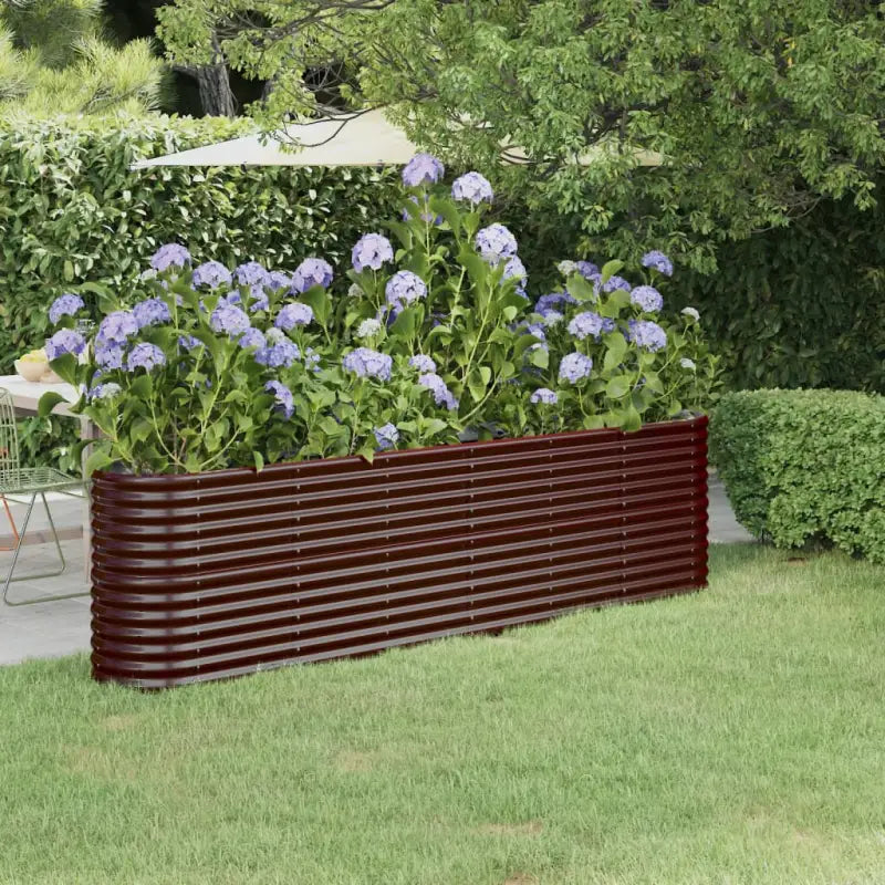 Verhoogde plantenbak van gepoedercoat staal voor tuin en balkon - Bruin / 260 x 40 x 68 cm / 1 - Bloempotten &