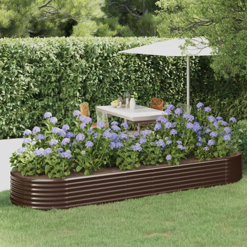 Verhoogde plantenbak van gepoedercoat staal voor tuin en balkon - Bruin / 322 x 100 x 36 cm / 1 - Bloempotten &