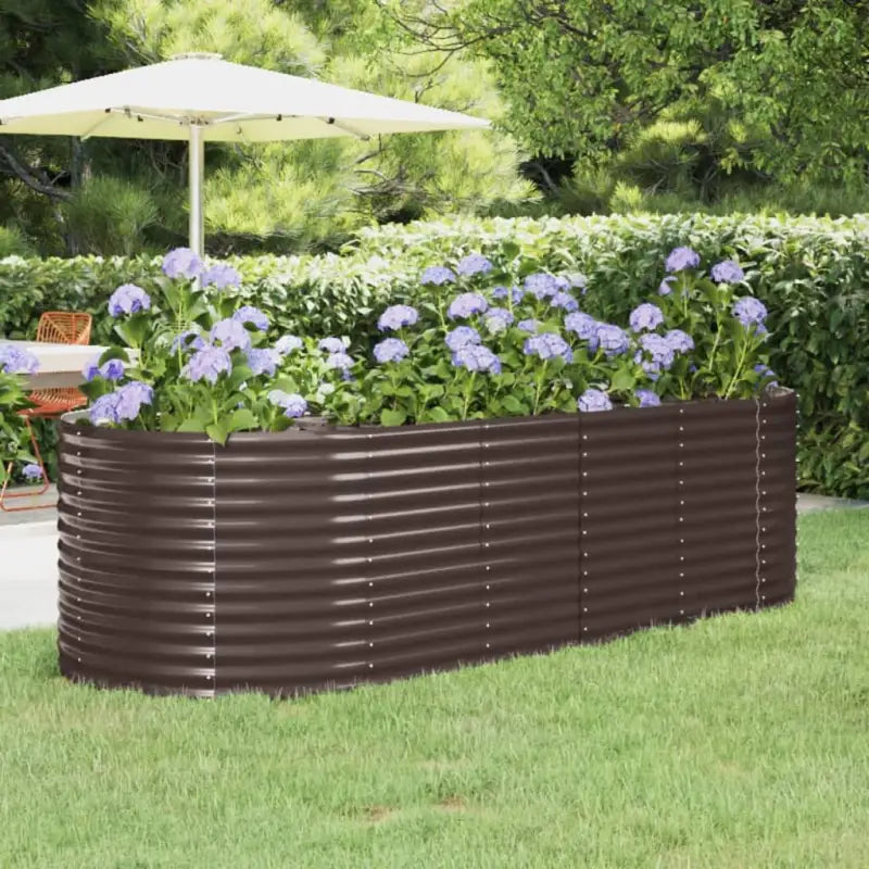 Verhoogde plantenbak van gepoedercoat staal voor tuin en balkon - Bruin / 249 x 100 x 68 cm / 1 - Bloempotten &