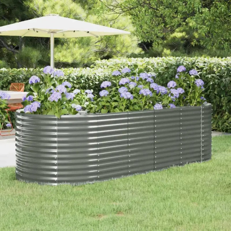 Verhoogde plantenbak van gepoedercoat staal voor tuin en balkon - Grijs / 249 x 100 x 68 cm / 1 - Bloempotten &