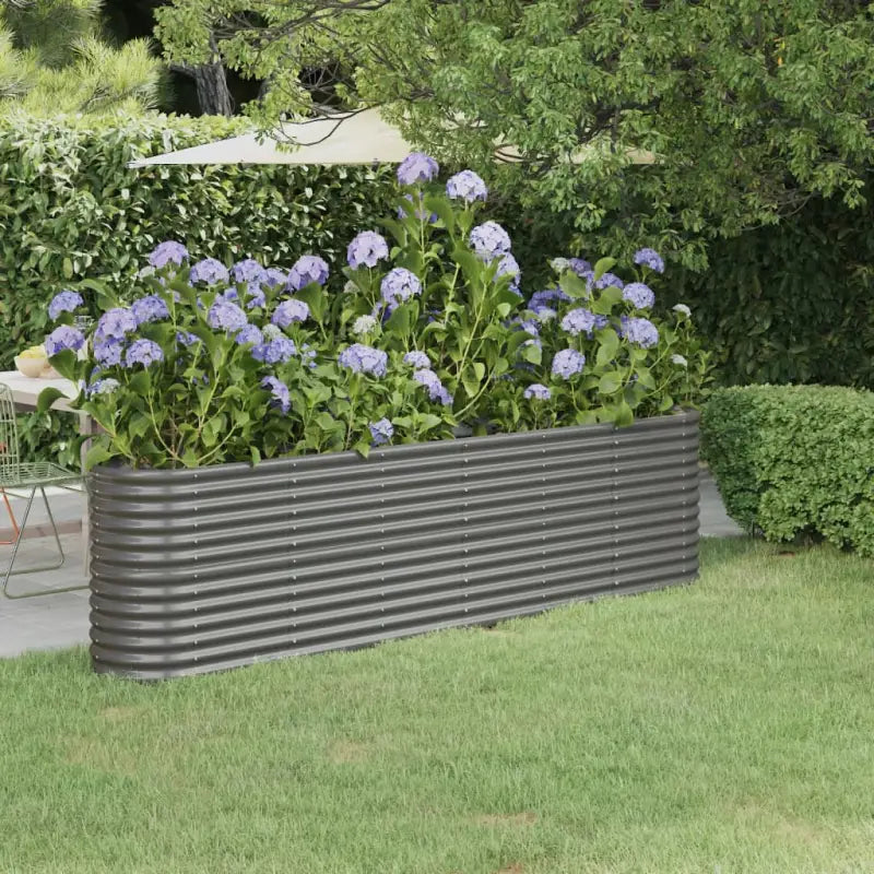 Verhoogde plantenbak van gepoedercoat staal voor tuin en balkon - Grijs / 260 x 40 x 68 cm / 1 - Bloempotten &