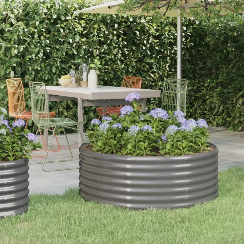 Verhoogde plantenbak van gepoedercoat staal voor tuin en balkon - Grijs / 100 x 100 x 36 cm / 1 - Bloempotten &