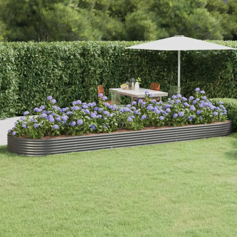 Verhoogde plantenbak van gepoedercoat staal voor tuin en balkon - Grijs / 523 x 140 x 36 cm / 1 - Bloempotten &