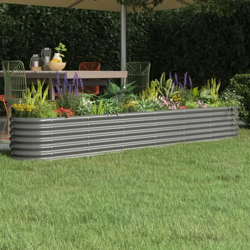 Verhoogde plantenbak van gepoedercoat staal voor tuin en balkon - Grijs / 260 x 40 x 36 cm / 1 - Bloempotten &