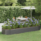 Verhoogde plantenbak van gepoedercoat staal voor tuin en balkon - Grijs / 322 x 100 x 36 cm / 1 - Bloempotten &