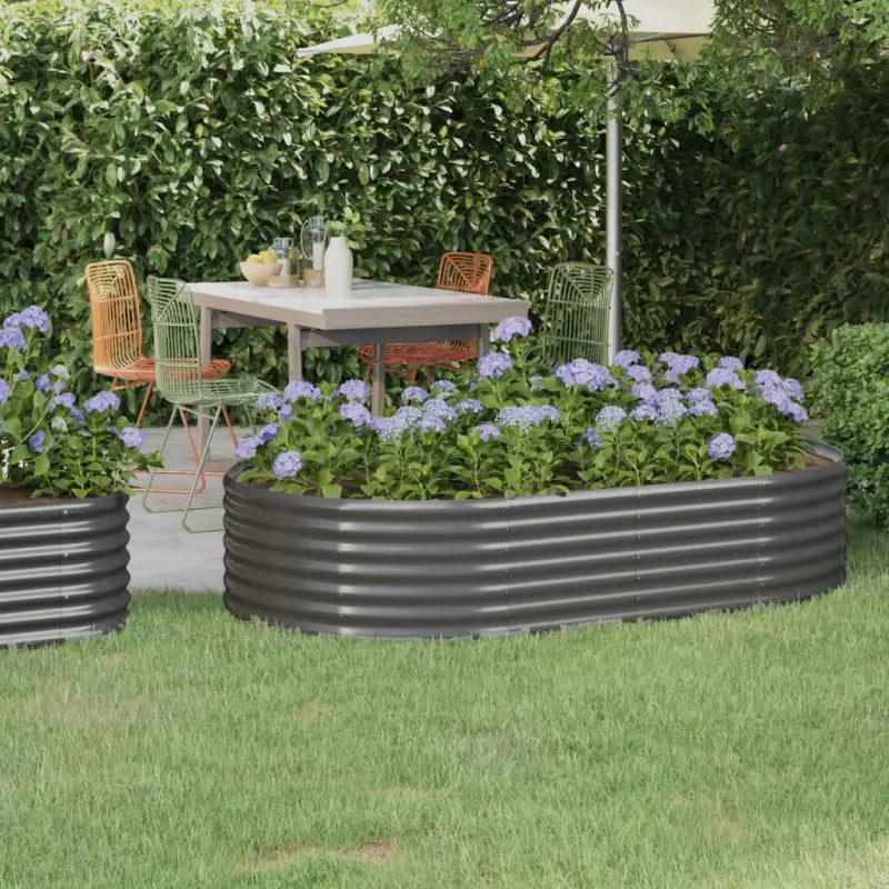 Verhoogde plantenbak van gepoedercoat staal voor tuin en balkon - Grijs / 175 x 100 x 36 cm / 1 - Bloempotten &