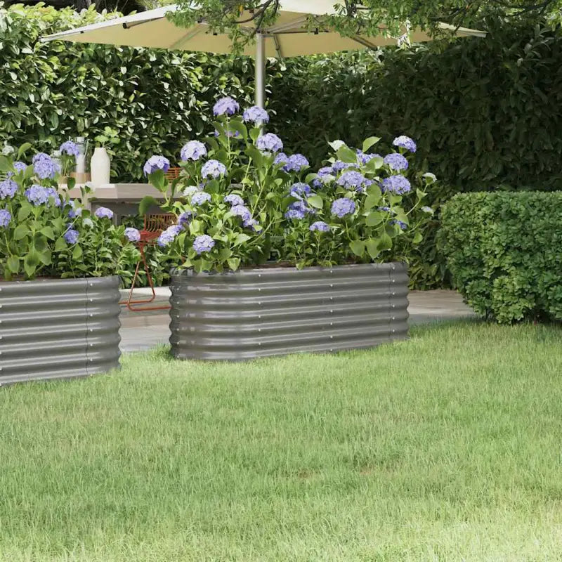 Verhoogde plantenbak van gepoedercoat staal voor tuin en balkon - Grijs / 114 x 40 x 36 cm / 1 - Bloempotten &