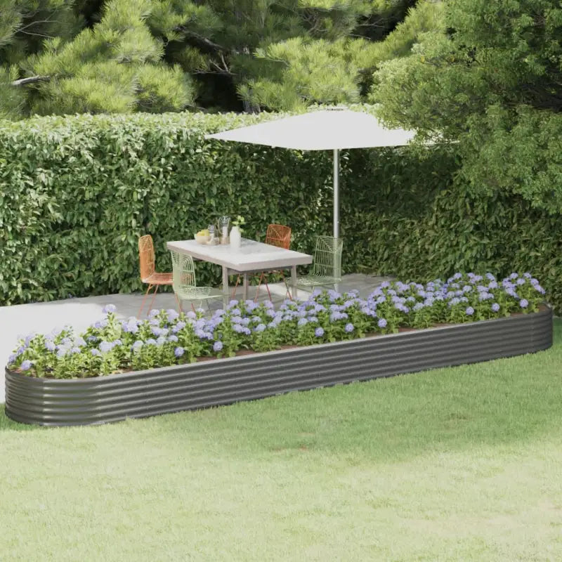 Verhoogde plantenbak van gepoedercoat staal voor tuin en balkon - Grijs / 507 x 100 x 36 cm / 1 - Bloempotten &