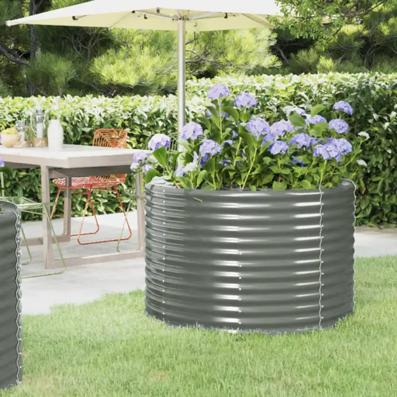 Verhoogde plantenbak van gepoedercoat staal voor tuin en balkon - Grijs / 100 x 100 x 68 cm / 1 - Bloempotten &