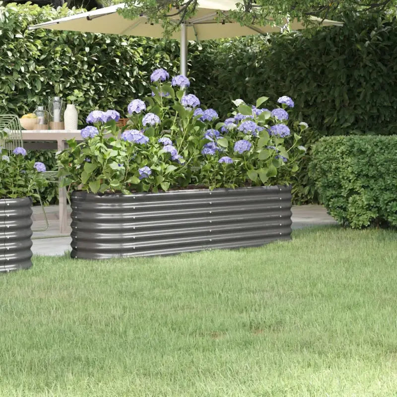 Verhoogde plantenbak van gepoedercoat staal voor tuin en balkon - Grijs / 152 x 40 x 36 cm / 1 - Bloempotten &