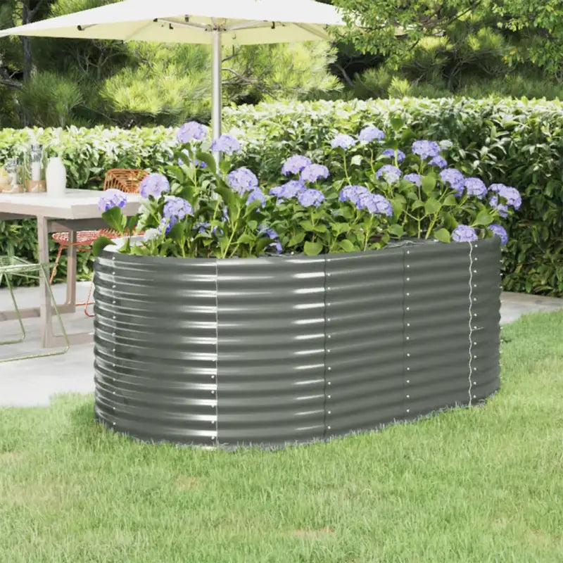 Verhoogde plantenbak van gepoedercoat staal voor tuin en balkon - Grijs / 175 x 100 x 68 cm / 1 - Bloempotten &
