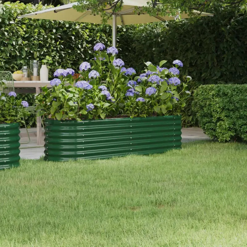 Verhoogde plantenbak van gepoedercoat staal voor tuin en balkon - Groen / 152 x 40 x 36 cm / 1 - Bloempotten &
