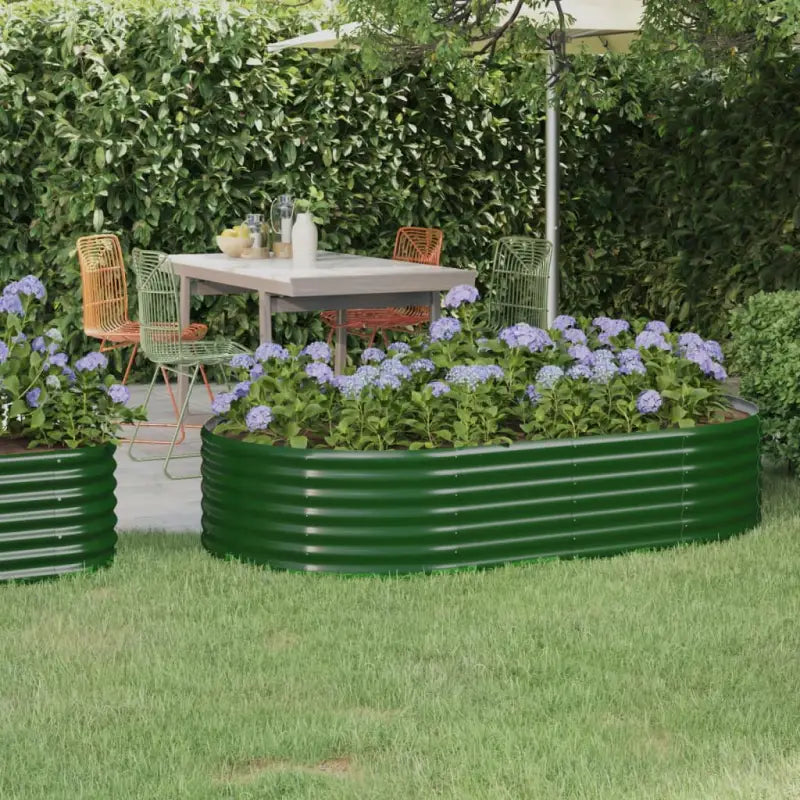 Verhoogde plantenbak van gepoedercoat staal voor tuin en balkon - Groen / 175 x 100 x 36 cm / 1 - Bloempotten &