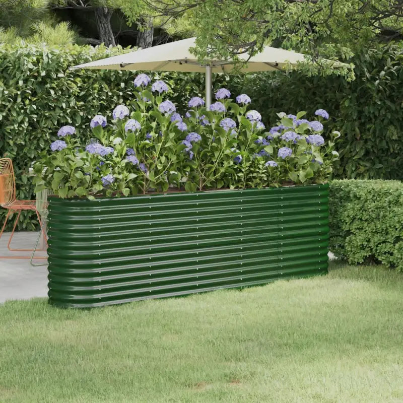 Verhoogde plantenbak van gepoedercoat staal voor tuin en balkon - Groen / 224 x 40 x 68 cm / 1 - Bloempotten &