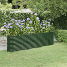 Verhoogde plantenbak van gepoedercoat staal voor tuin en balkon - Groen / 260 x 40 x 68 cm / 1 - Bloempotten &