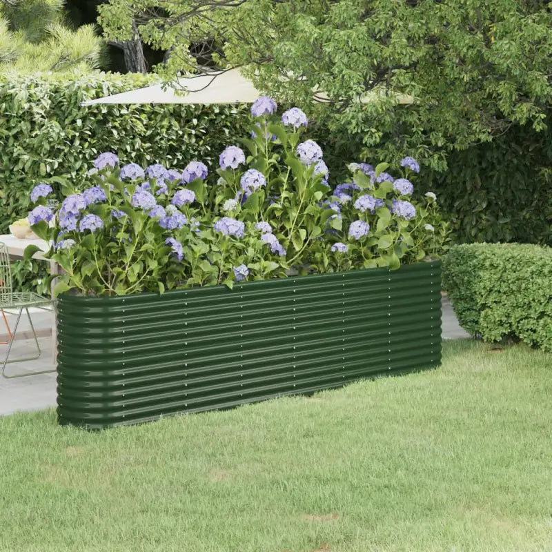 Verhoogde plantenbak van gepoedercoat staal voor tuin en balkon - Groen / 260 x 40 x 68 cm / 1 - Bloempotten &