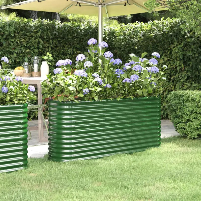 Verhoogde plantenbak van gepoedercoat staal voor tuin en balkon - Groen / 152 x 40 x 68 cm / 1 - Bloempotten &