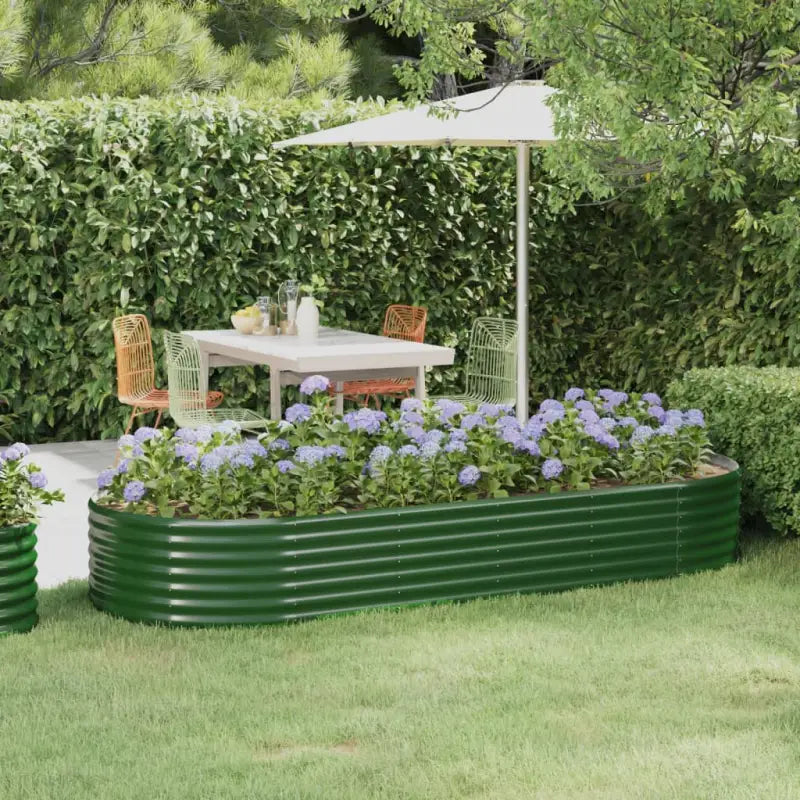 Verhoogde plantenbak van gepoedercoat staal voor tuin en balkon - Groen / 249 x 100 x 36 cm / 1 - Bloempotten &