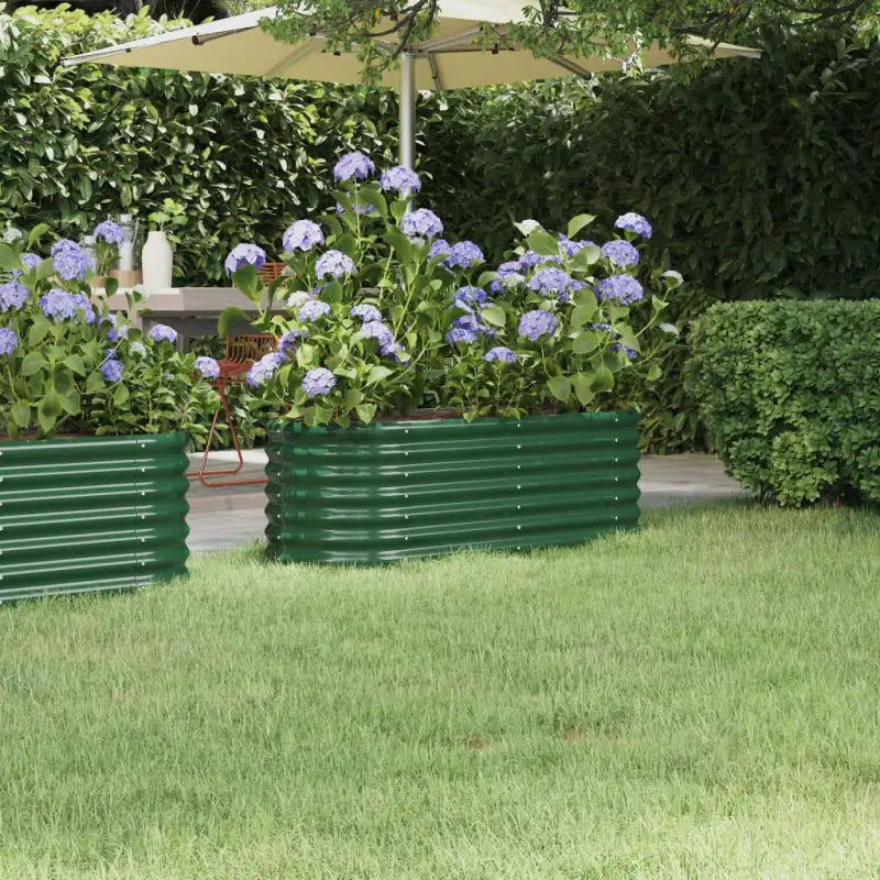 Verhoogde plantenbak van gepoedercoat staal voor tuin en balkon - Groen / 114 x 40 x 36 cm / 1 - Bloempotten &