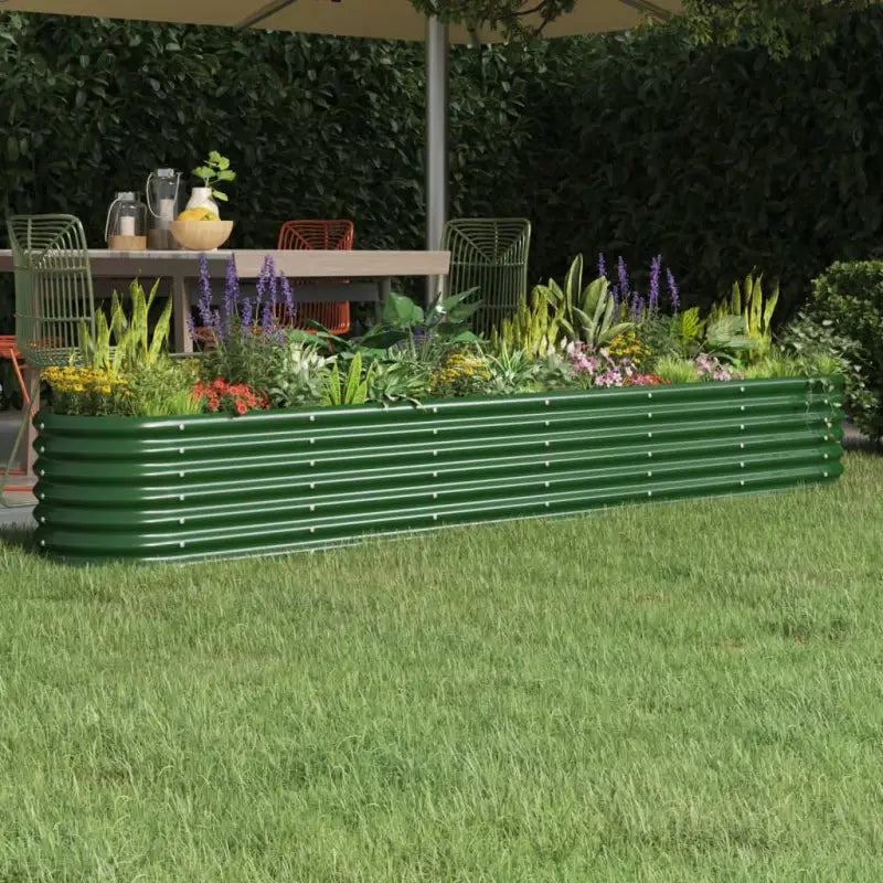 Verhoogde plantenbak van gepoedercoat staal voor tuin en balkon - Groen / 260 x 40 x 36 cm / 1 - Bloempotten &