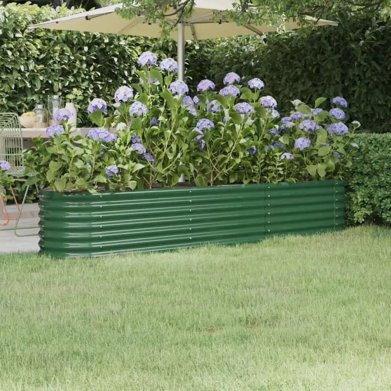 Verhoogde plantenbak van gepoedercoat staal voor tuin en balkon - Groen / 224 x 40 x 36 cm / 1 - Bloempotten &