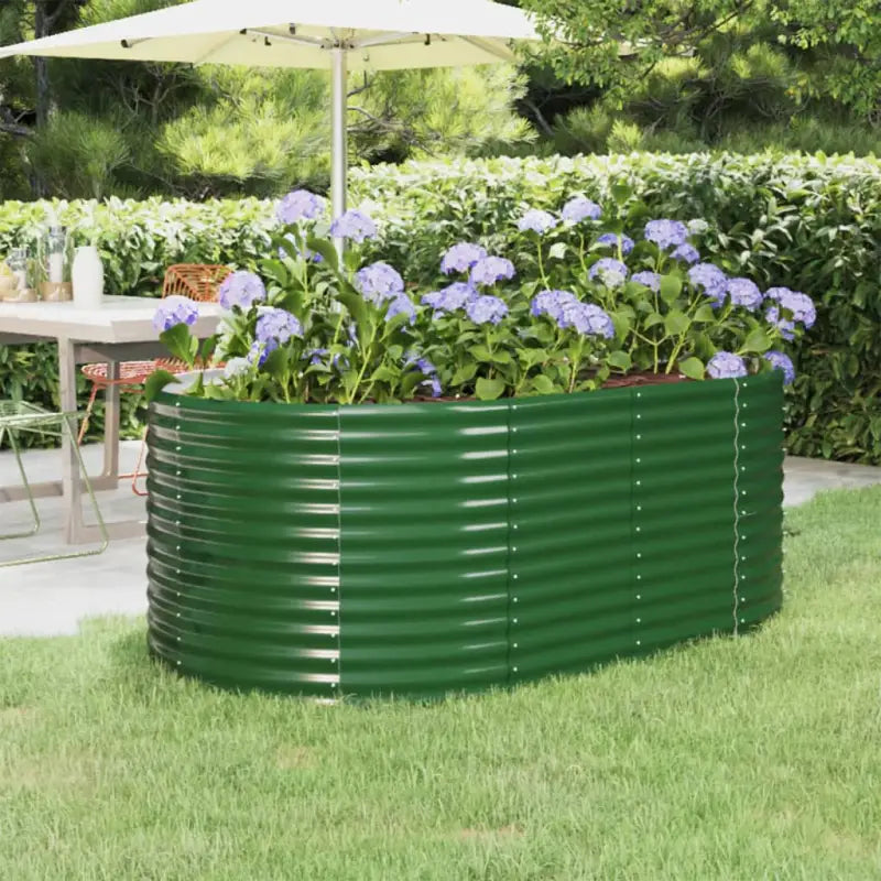 Verhoogde plantenbak van gepoedercoat staal voor tuin en balkon - Groen / 175 x 100 x 68 cm / 1 - Bloempotten &