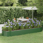 Verhoogde plantenbak van gepoedercoat staal voor tuin en balkon - Groen / 322 x 100 x 36 cm / 1 - Bloempotten &