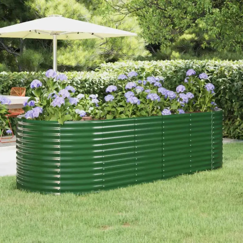 Verhoogde plantenbak van gepoedercoat staal voor tuin en balkon - Groen / 249 x 100 x 68 cm / 1 - Bloempotten &
