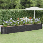 Verhoogde plantenbak van gepoedercoat staal voor tuin en terras - Antraciet / 440 x 80 x 68 cm / 1 - Bloempotten &