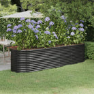 Verhoogde plantenbak van gepoedercoat staal voor tuin en terras - Antraciet / 296 x 80 x 68 cm / 1 - Bloempotten &