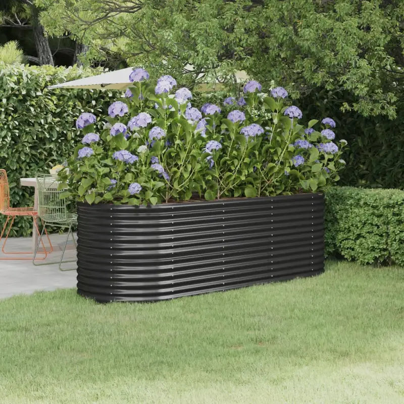 Verhoogde plantenbak van gepoedercoat staal voor tuin en terras - Antraciet / 224 x 80 x 68 cm / 1 - Bloempotten &