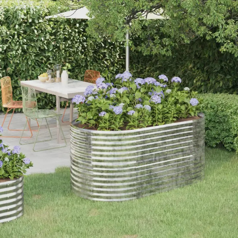 Verhoogde plantenbak van gepoedercoat staal voor tuin en terras - Zilver / 152 x 80 x 68 cm / 1 - Bloempotten &