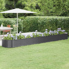 Verhoogde plantenbak van gepoedercoat staal voor tuin en terras - Antraciet / 440 x 80 x 36 cm / 1 - Bloempotten &