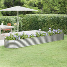 Verhoogde plantenbak van gepoedercoat staal voor tuin en terras - Zilver / 368 x 80 x 36 cm / 1 - Bloempotten &