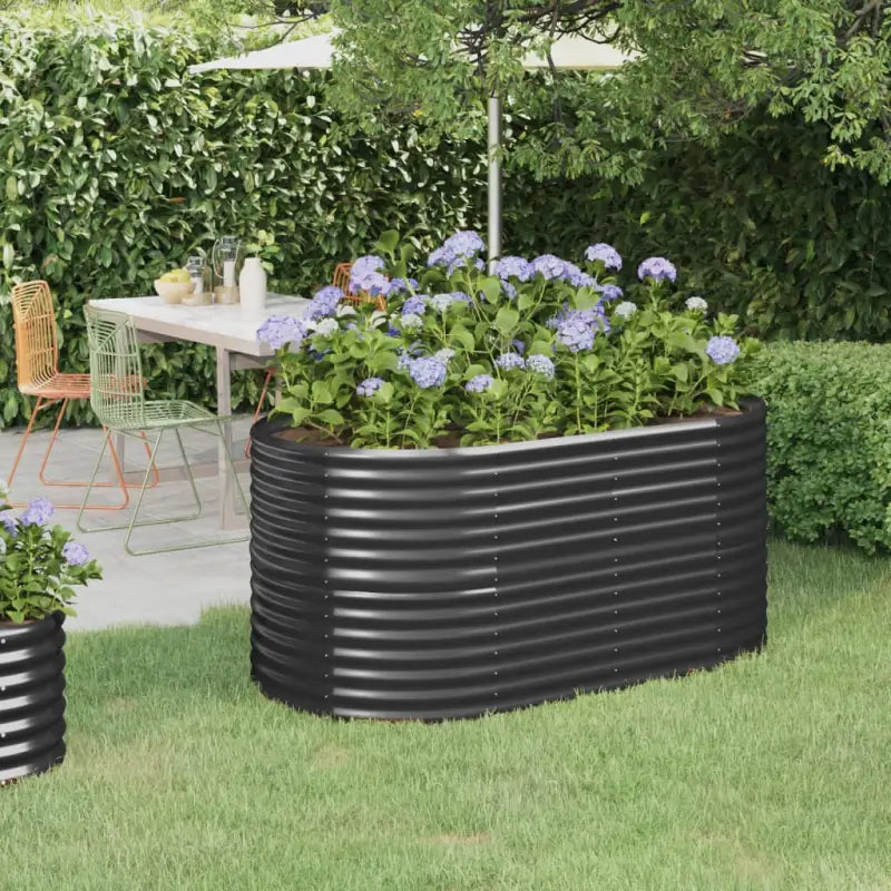 Verhoogde plantenbak van gepoedercoat staal voor tuin en terras - Antraciet / 152 x 80 x 68 cm / 1 - Bloempotten &