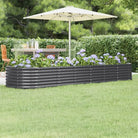 Verhoogde plantenbak van gepoedercoat staal voor tuin en terras - Antraciet / 296 x 80 x 36 cm / 1 - Bloempotten &