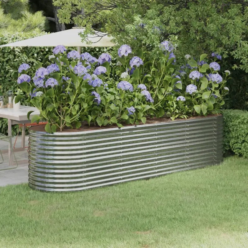 Verhoogde plantenbak van gepoedercoat staal voor tuin en terras - Zilver / 296 x 80 x 68 cm / 1 - Bloempotten &