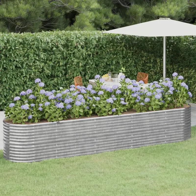 Verhoogde plantenbak van gepoedercoat staal voor tuin en terras - Zilver / 368 x 80 x 68 cm / 1 - Bloempotten &