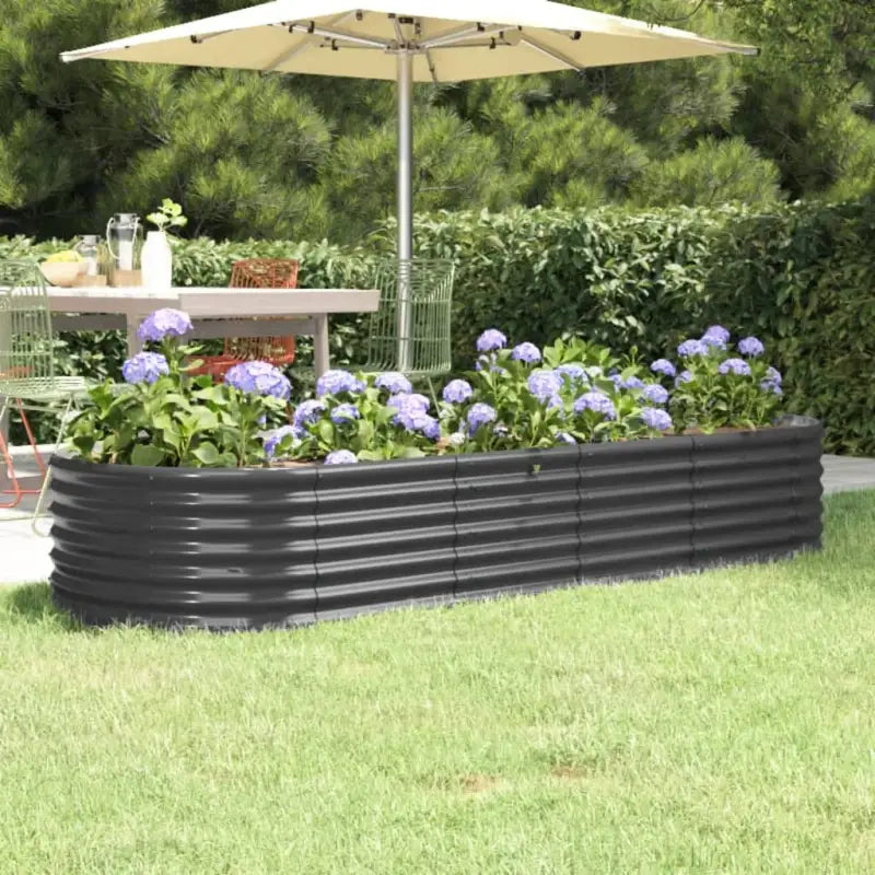 Verhoogde plantenbak van gepoedercoat staal voor tuin en terras - Antraciet / 224 x 80 x 36 cm / 1 - Bloempotten &