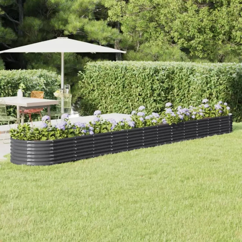 Verhoogde plantenbak van gepoedercoat staal voor tuin en terras - Antraciet / 512 x 80 x 36 cm / 1 - Bloempotten &