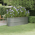Verhoogde plantenbak van gepoedercoat staal voor tuin en terras - Zilver / 224 x 80 x 68 cm / 1 - Bloempotten &