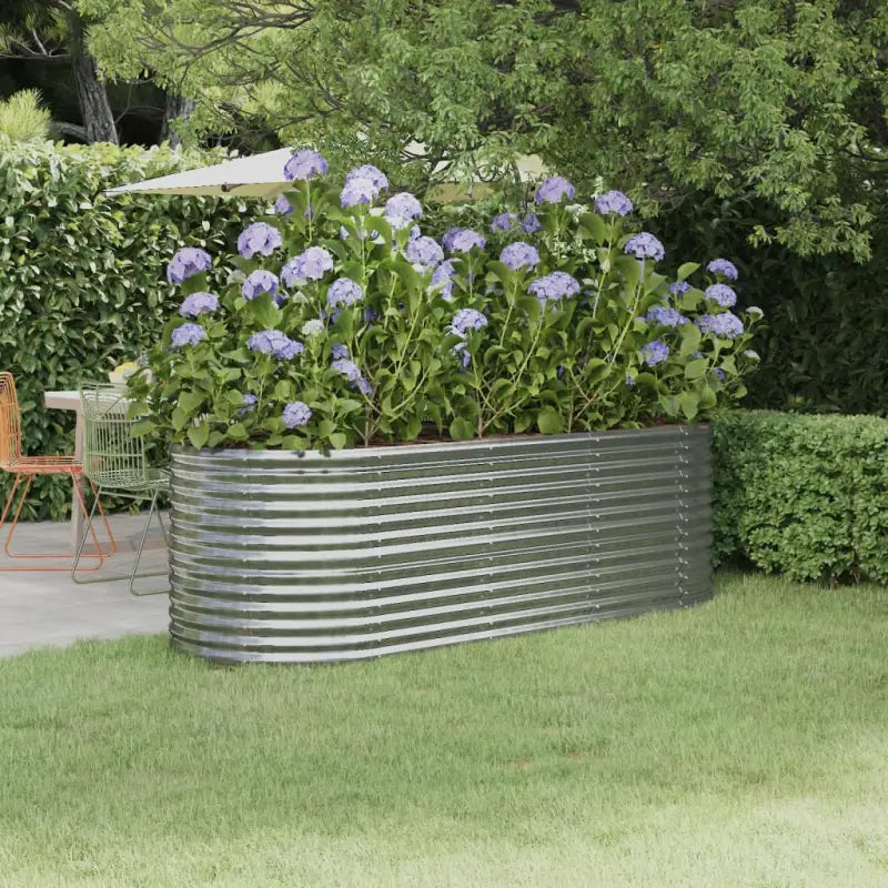Verhoogde plantenbak van gepoedercoat staal voor tuin en terras - Zilver / 224 x 80 x 68 cm / 1 - Bloempotten &
