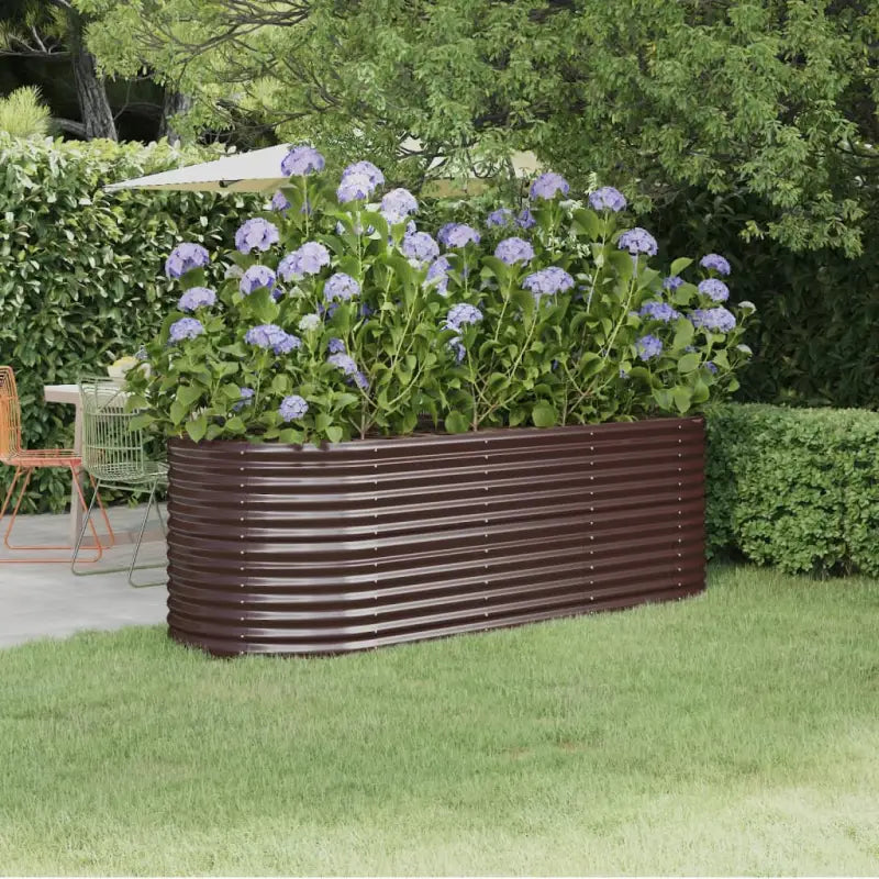 Verhoogde plantenbak van gepoedercoat staal voor tuin en terras - Bruin / 224 x 80 x 68 cm / 1 - Bloempotten &