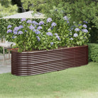 Verhoogde plantenbak van gepoedercoat staal voor tuin en terras - Bruin / 296 x 80 x 68 cm / 1 - Bloempotten &