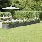 Verhoogde plantenbak van gepoedercoat staal voor tuin en terras - Grijs / 512 x 80 x 36 cm / 1 - Bloempotten &