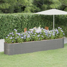 Verhoogde plantenbak van gepoedercoat staal voor tuin en terras - Grijs / 368 x 80 x 68 cm / 1 - Bloempotten &