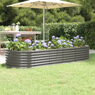 Verhoogde plantenbak van gepoedercoat staal voor tuin en terras - Grijs / 224 x 80 x 36 cm / 1 - Bloempotten &