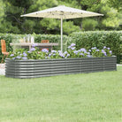 Verhoogde plantenbak van gepoedercoat staal voor tuin en terras - Grijs / 296 x 80 x 36 cm / 1 - Bloempotten &